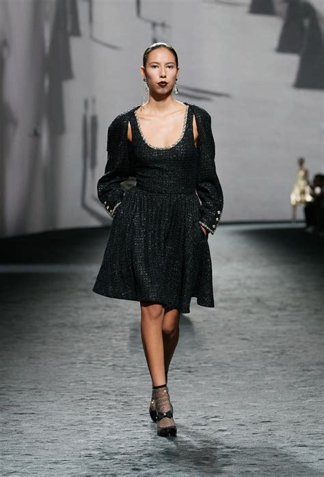 chanel tweed dress 2019|chanel black evening gowns.